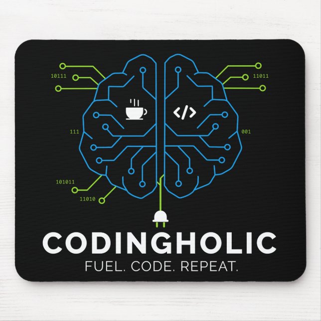 Codingholic Tech Brain For Developers Dark Mousepad (Vorne)