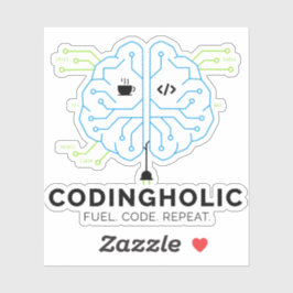Codingholic Tech Brain Programmer Aufkleber