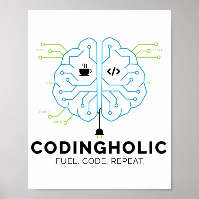 Codingholic Tech Brain Programmierer Poster (Vorne)
