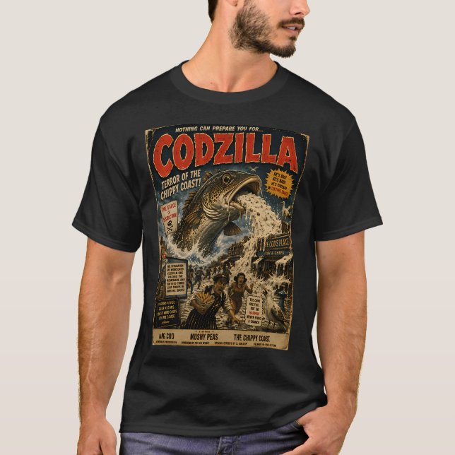 Codzilla Terror der Chippy-Küste Lustiger Fisch Un T-Shirt (Vorderseite)