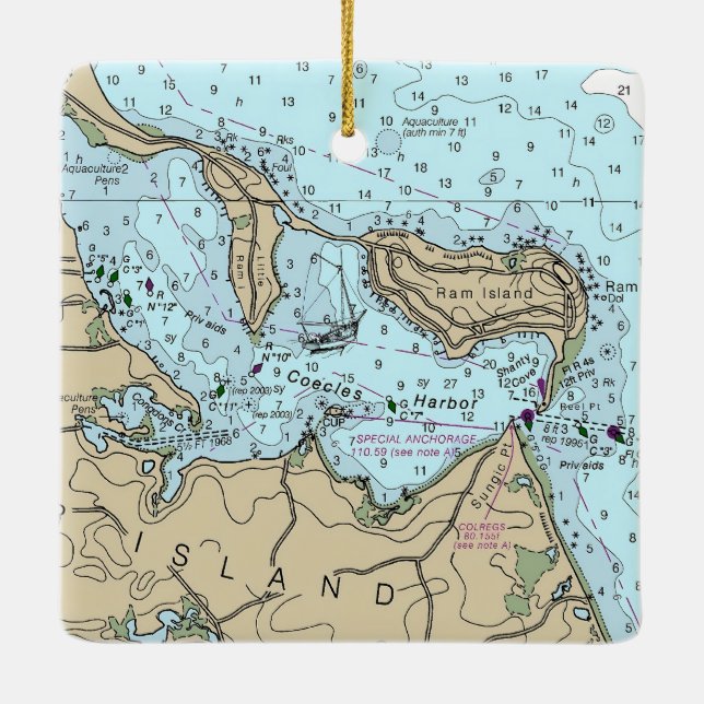 Coecles Harbour Nautical Christmas Keramikornament (Rückseite)