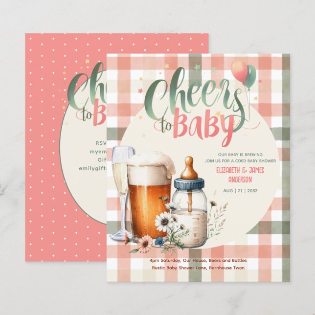 COED Bubbles Brew Flaschen Sage Peach Gingham Baby (Vorne/Hinten)