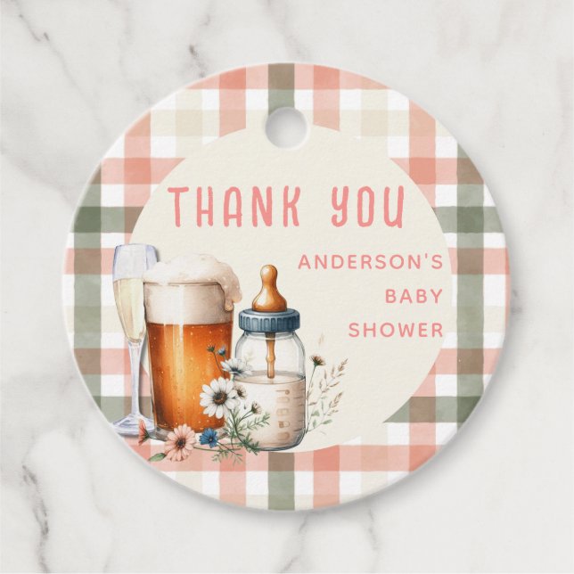 COED Cheers Baby Sage Peach Flaschen Brauen Dusche Geschenkanhänger (Vorderseite)