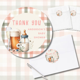 COED Cheers Baby Sage Peach Flaschen Brauen Dusche Runder Aufkleber