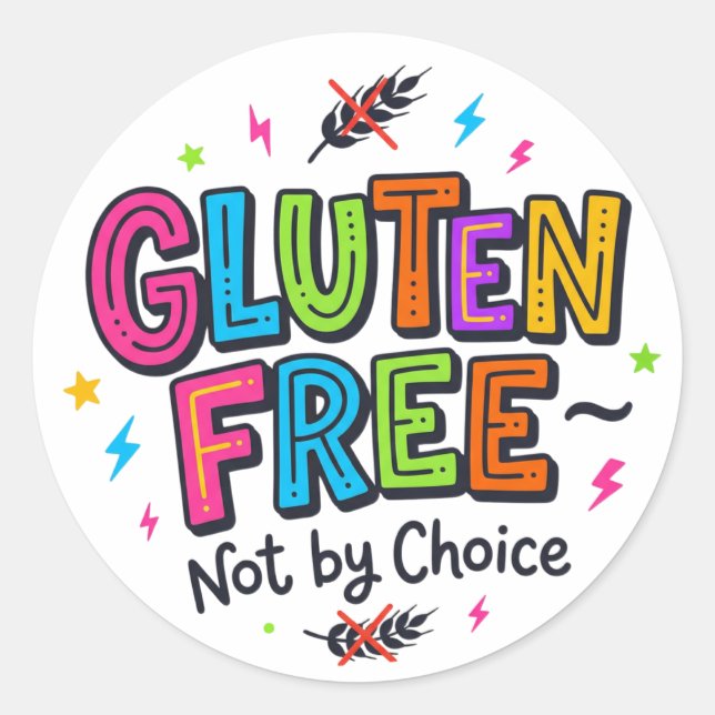 Coeliac Awareness Gluten Free Not By Choice Colour Runder Aufkleber (Vorderseite)