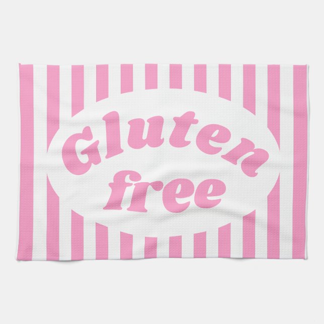 Coeliac Pink White Gluten frei gekennzeichnet Geschirrtuch (Horizontal)