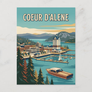 Coeur d’Alene Idaho Lake Resort Vintage Poster Postkarte