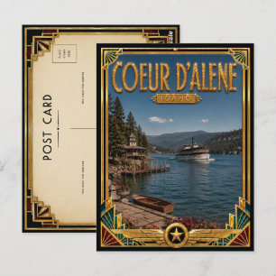 Coeur d’Alene Idaho Vintage Art Deco Golden Age Postkarte