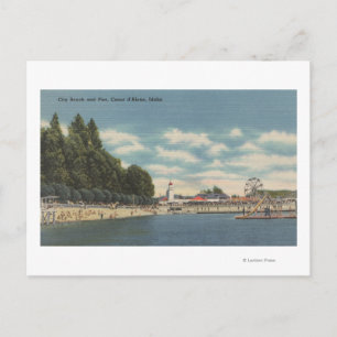 Coeur d'Alene, ID - View City Beach & Pier Postkarte