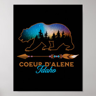 Coeur D'alene Idaho Bär Sternennacht Reiseandenken Poster