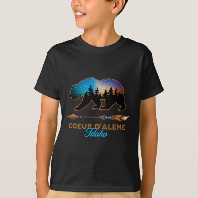 Coeur D'alene Idaho Bear Starry Night Travel Souve T-Shirt (Vorderseite)