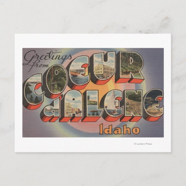Coeur d'Alene, Idaho - Große Briefszenen Postkarte (Vorderseite)