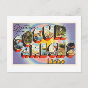 Coeur d'Alene Idaho ID Old Vintage Travel Souvenir Postkarte