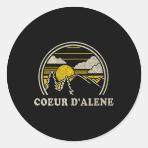 Coeur D'alene Idaho Id T-Shirt Vintage Wandern Ber Runder Aufkleber