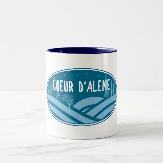 Coeur d'Alene Idaho Outdoors Zweifarbige Tasse (Mittel)
