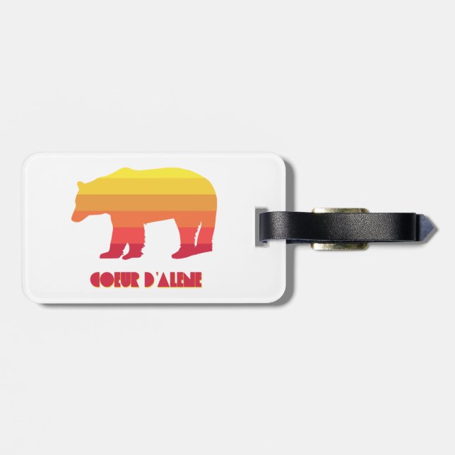 Coeur d'Alene Idaho Rainbow Bear Gepäckanhänger (Rückseite horizontal)