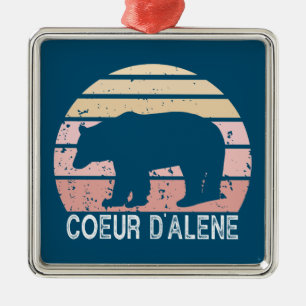 Coeur d'Alene Idaho Retro Bear Ornament Aus Metall