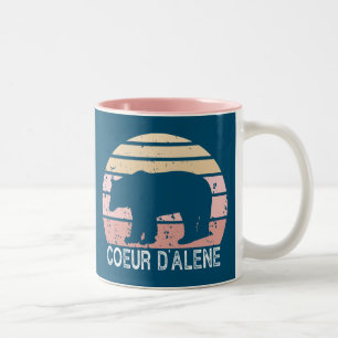 Coeur d'Alene Idaho Retro Bear Zweifarbige Tasse