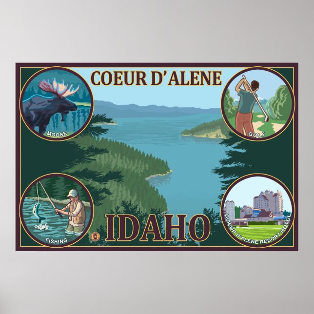Coeur D'Alene, IdahoScenic Travel Poster (Vorne)