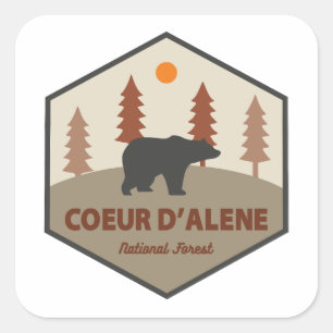 Coeur D'Alene Nationalforst Bär Quadratischer Aufkleber