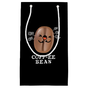 Coff-ee Funny Coughing Coffee Bean Pun Dark BG Kleine Geschenktüte