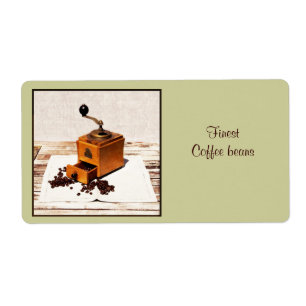 coffe Bohnen mit Kaffeemühle-Produktaufkleber