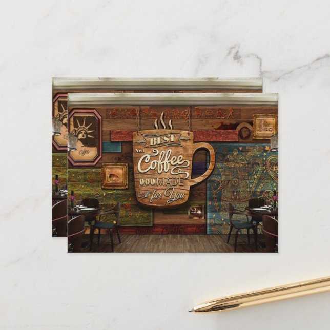 Coffe Cafe Postkarte (Vorderseite/Rückseite Beispiel)