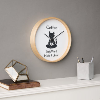 Coffe Cat Clock Uhr