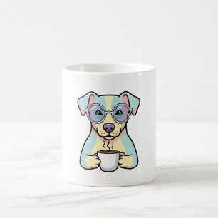 Coffe-Hund mit Brille – süße, verspielte Illustrat Kaffeetasse