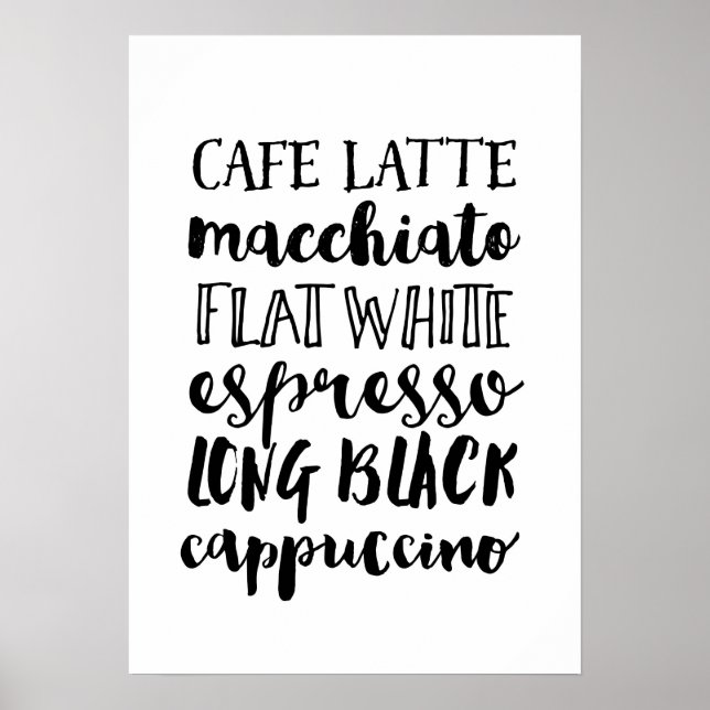Coffe Lover schwarz-weiße Typografie Poster drucke (Vorne)