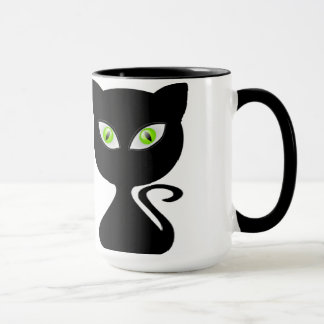 Coffe Schale der schwarzen Katze grüne Augen Tasse