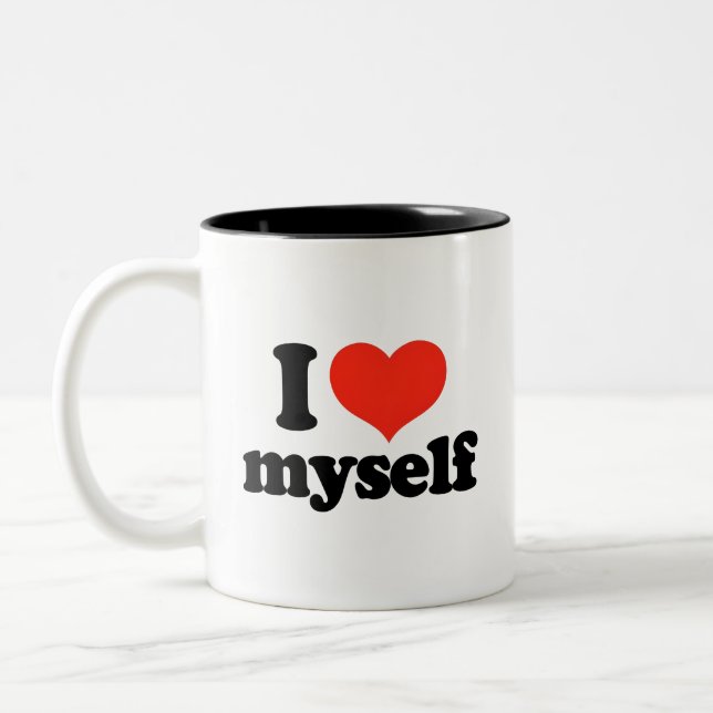 Coffe-Tasse sagt "Ich Liebe selbst" Zweifarbige Tasse (Links)