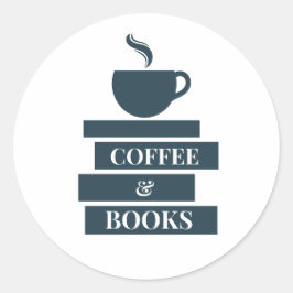Coffe und Bücher Runder Aufkleber