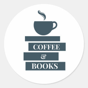 Coffe und Bücher Runder Aufkleber