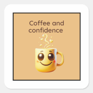 Coffe und Confidence-Aufkleber Quadratischer Aufkleber