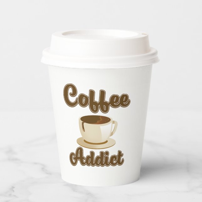 Coffee Addict Retro-Logo Pappbecher (Vorderseite)