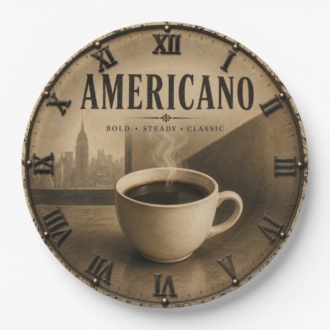 Coffee Americano Vintage  Pappteller (Vorderseite)
