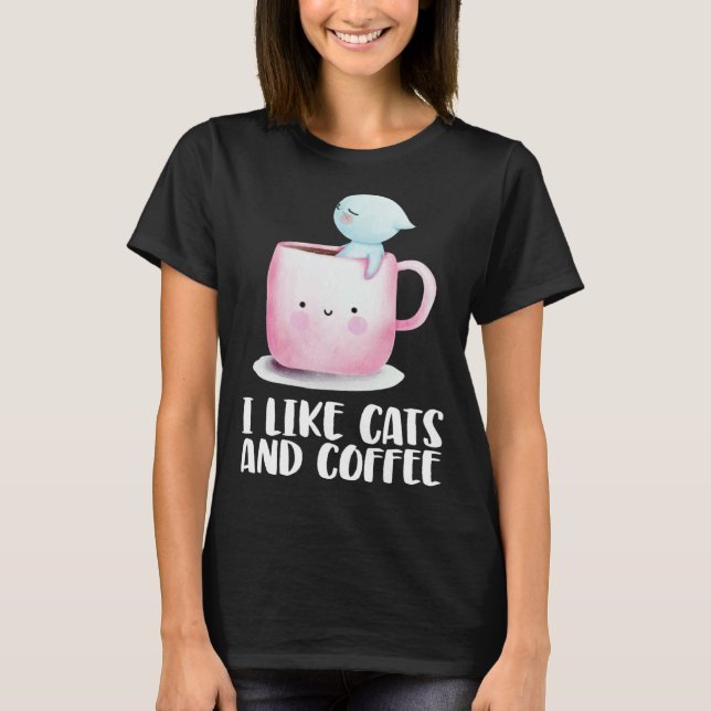 Coffee and cats  Cat mug  Chilling cat T-Shirt (Vorderseite)