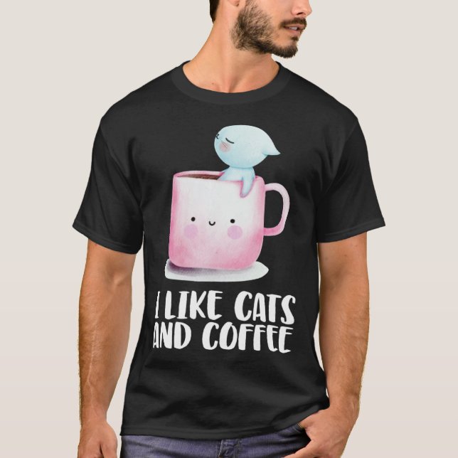 Coffee and cats  Cat mug  Chilling cat T-Shirt (Vorderseite)