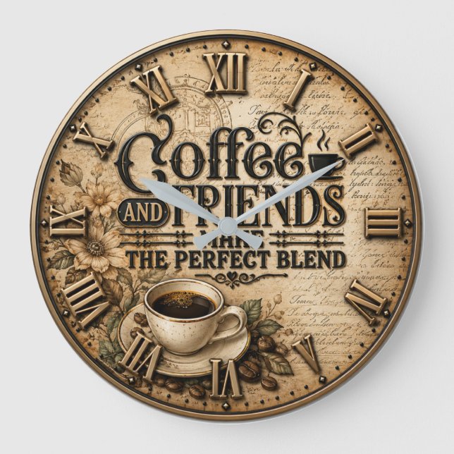 Coffee and Friends  Große Wanduhr (Vorderseite)