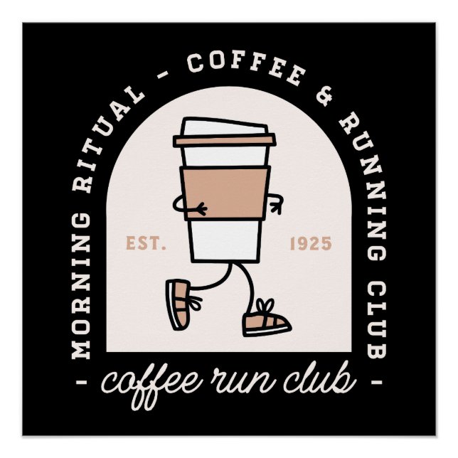 Coffee and running lovers run club funny poster (Vorderseite)