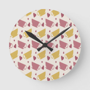 Coffee and Tea Cup Themed Runde Wanduhr