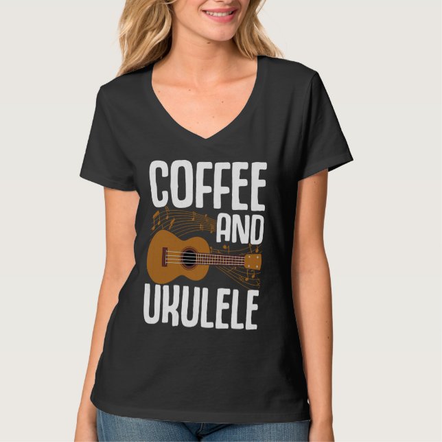 Coffee And Ukulele  Player Music  Musician Graphic T-Shirt (Vorderseite)