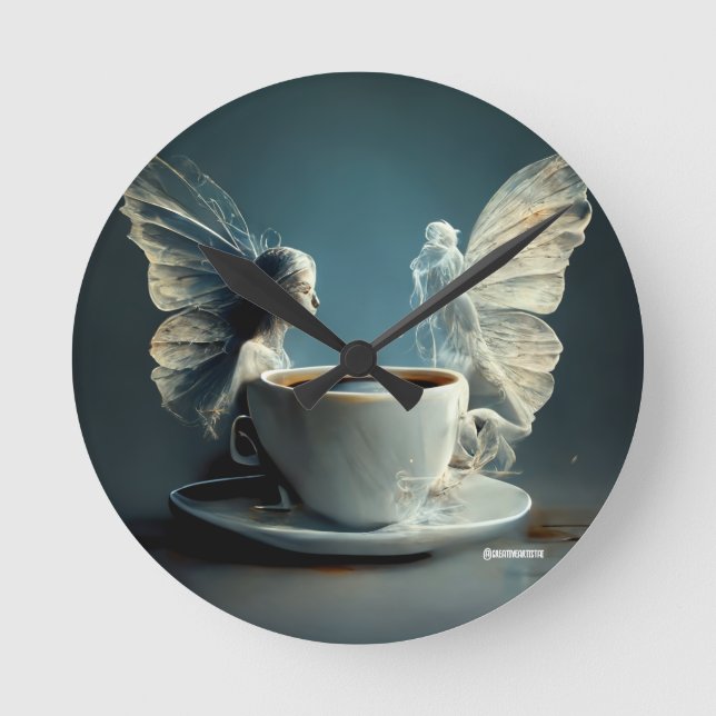 Coffee Angels Artistic Clock Runde Wanduhr (Vorderseite)