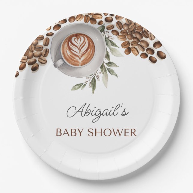 Coffee Baby Shower - ein Baby wird brauen Pappteller (Vorderseite)