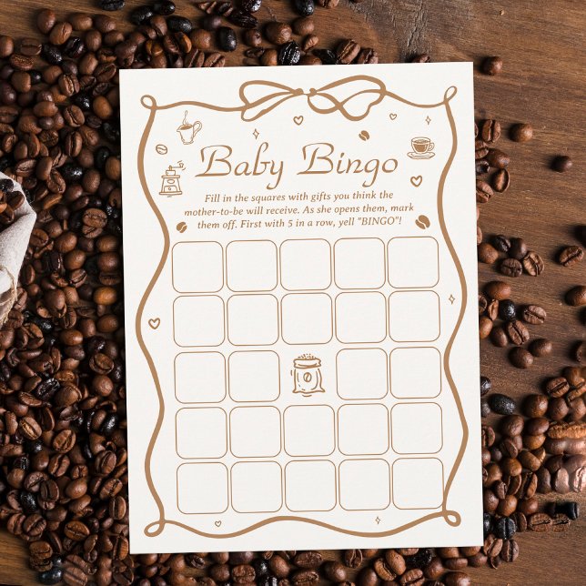 Coffee Baby wird Baby Shower Bingo Game Card Einladung (Von Creator hochgeladen)