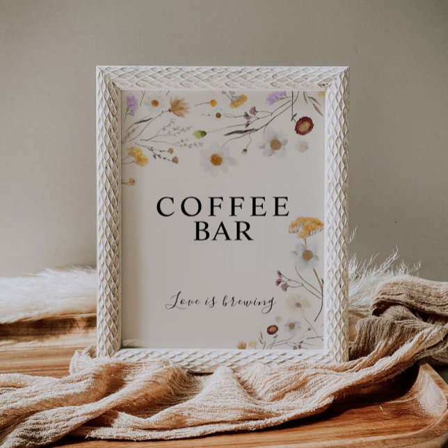 Coffee Bar Boho Wildblume Wedding Sign Poster (Von Creator hochgeladen)