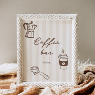 Coffee Bar Cafe Bebe Braun Handgezeichnete Babypar Poster