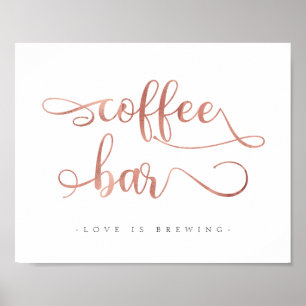 "Coffee Bar" Rose Goldkalligrafie-Hochzeitssymbol Poster