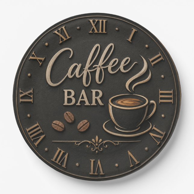Coffee Bar Rustic Coffee Lover Station Gift Pappteller (Vorderseite)